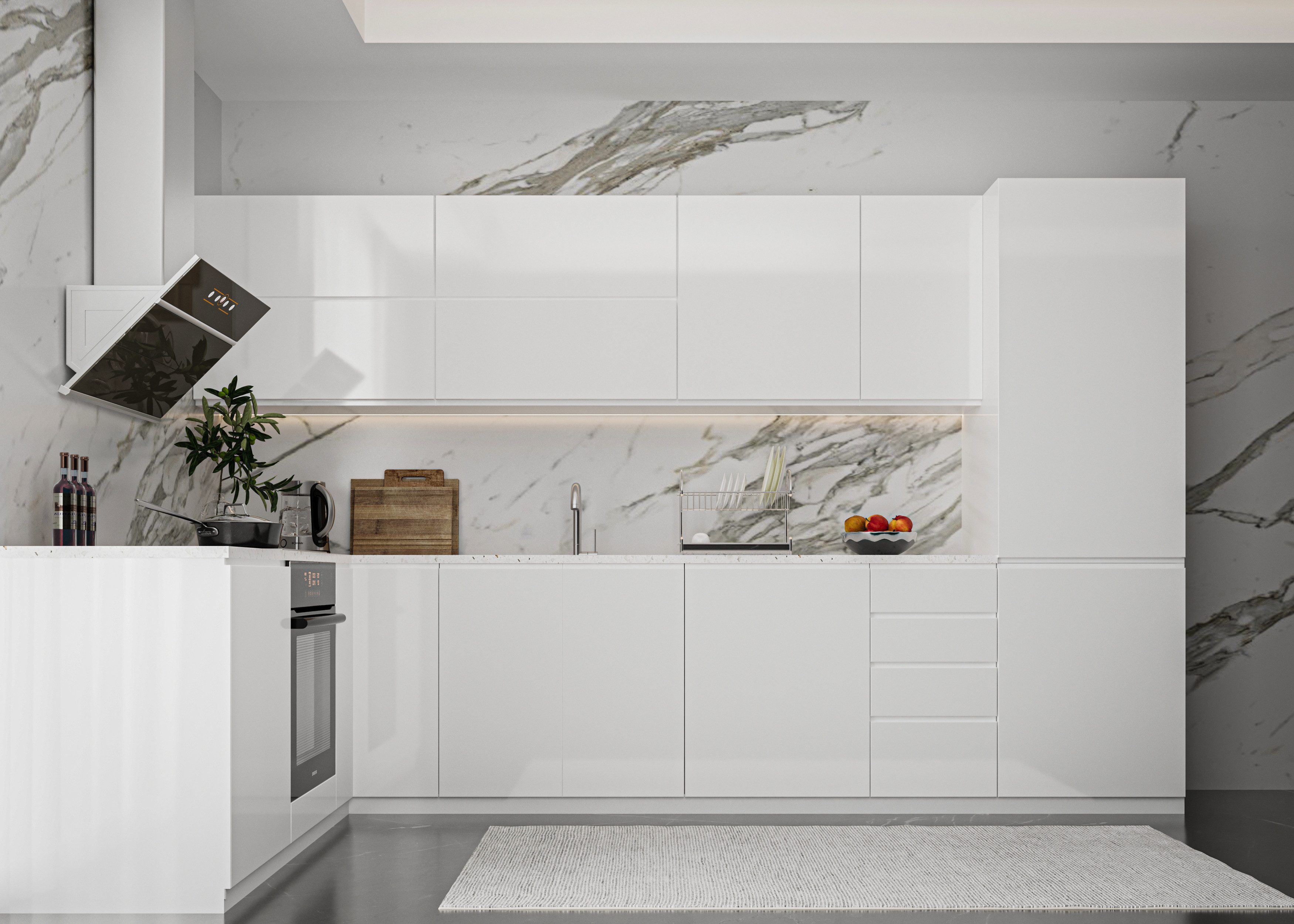 ROYAL24_MARKT Winkelküche K54-G330 R - Aspen - Praktische Räume und attrakt günstig online kaufen