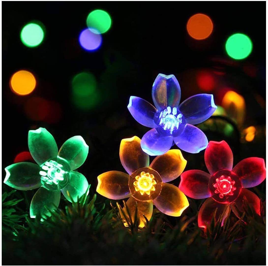 Oneid LED-Lichterkette Solar Blumen Lichterketten,100LED Solar Lichterkette für Außen, Haus Mehrfarbig