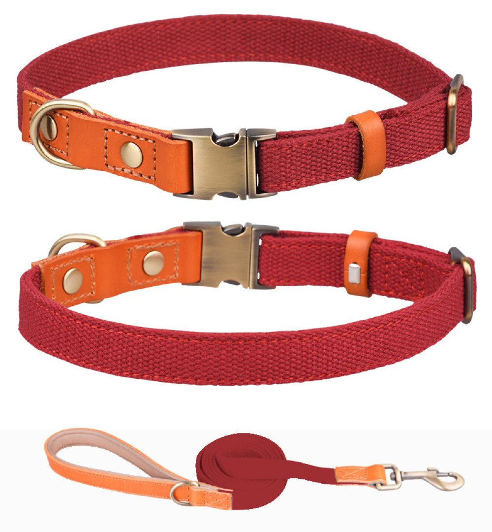 Illes-Laedchen Hunde-Halsband Set Hundehalsband und Hundeleine Leine und Halsband Nylon Leder, hochwertigste Qualität - erhältlich in vielen Größen und Farben