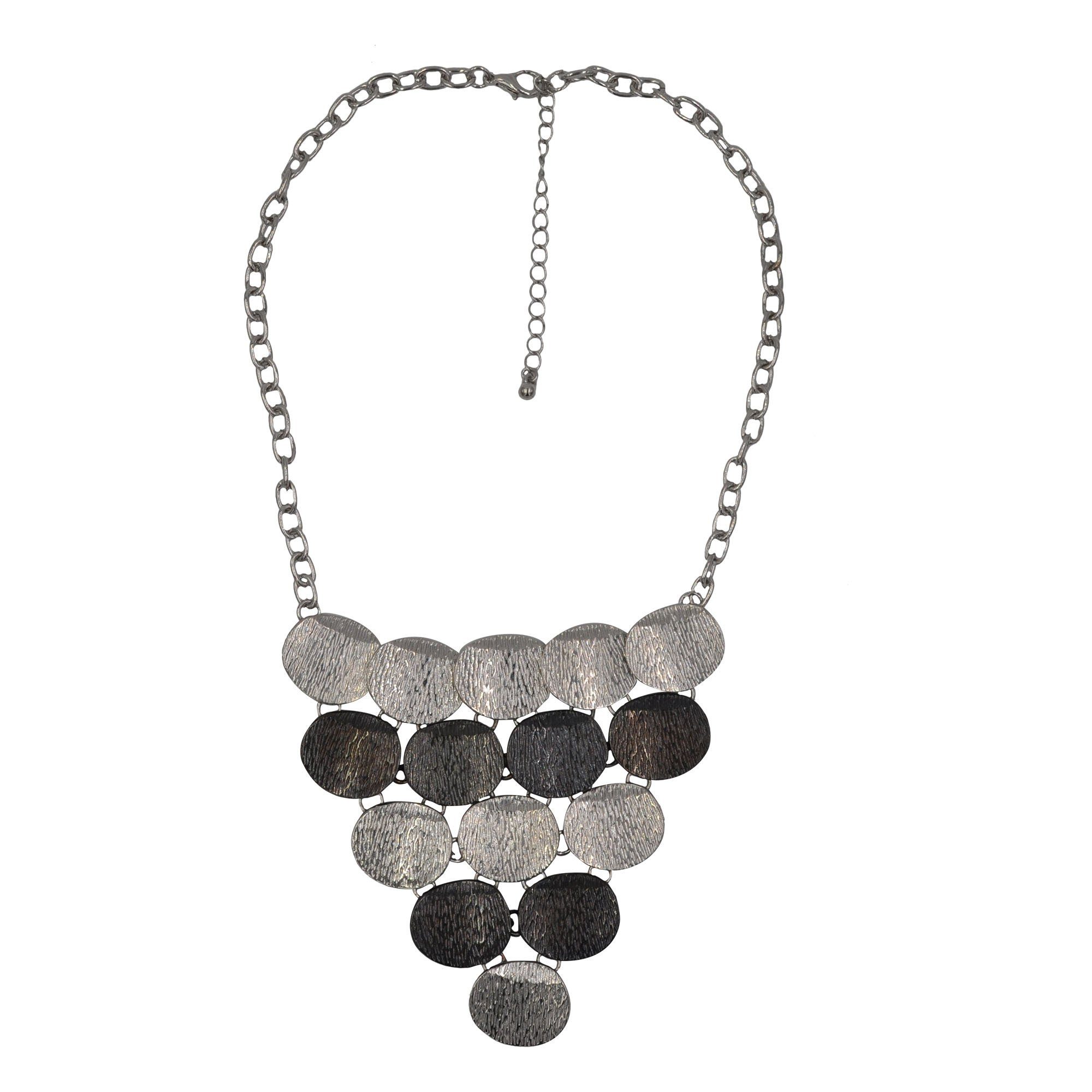 Lange Kette Metallcollier mit runden Plättchenanhängern