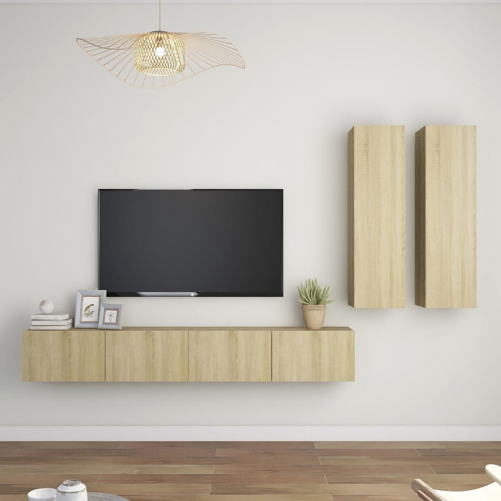 Holzwerkstoff furnicato 4-tlg. Sonoma-Eiche TV-Schrank TV-Schrank-Set