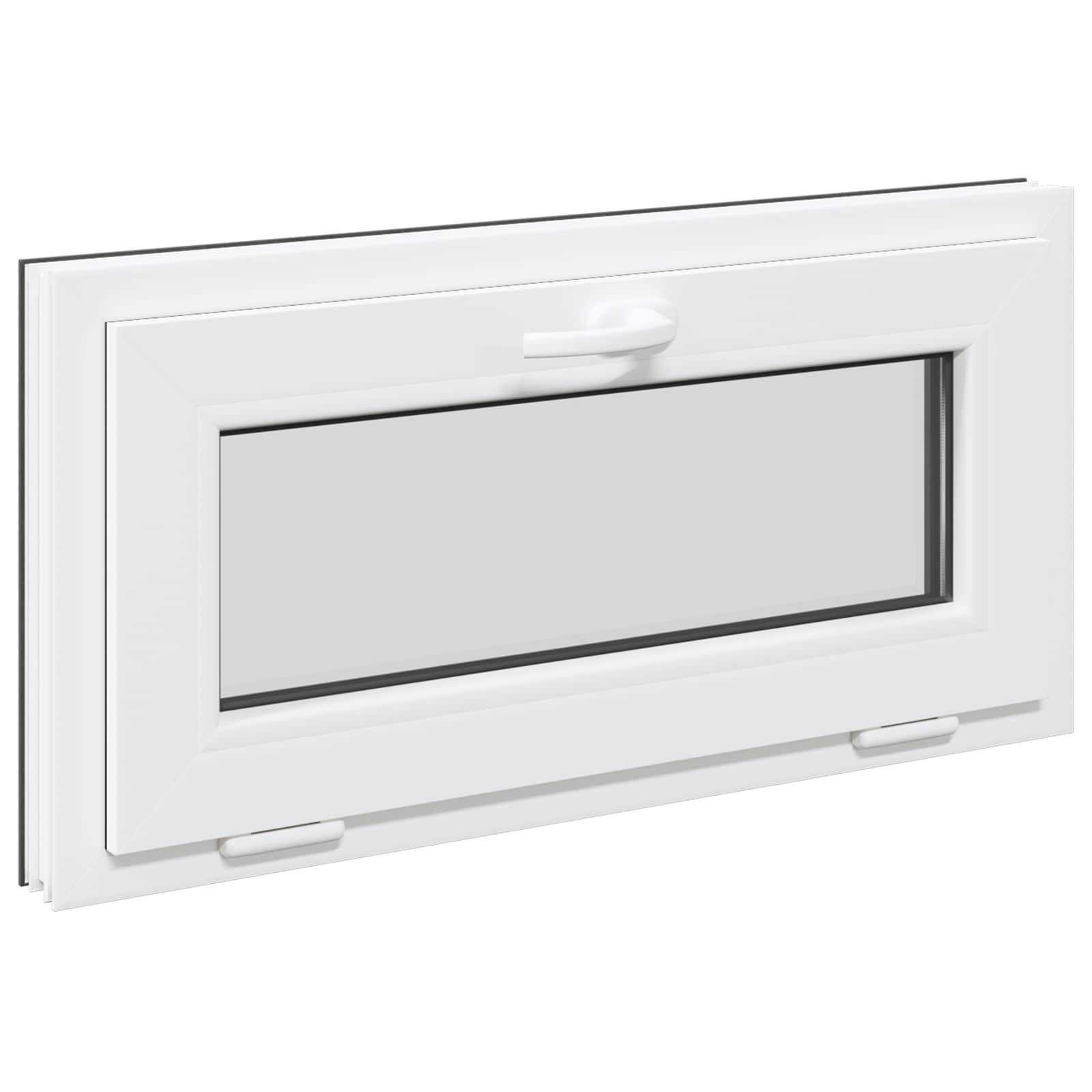 vidaXL Fenster Kellerfenster RISOR 80 x 40 cm PVC und Glas Anthrazit, (1 St)