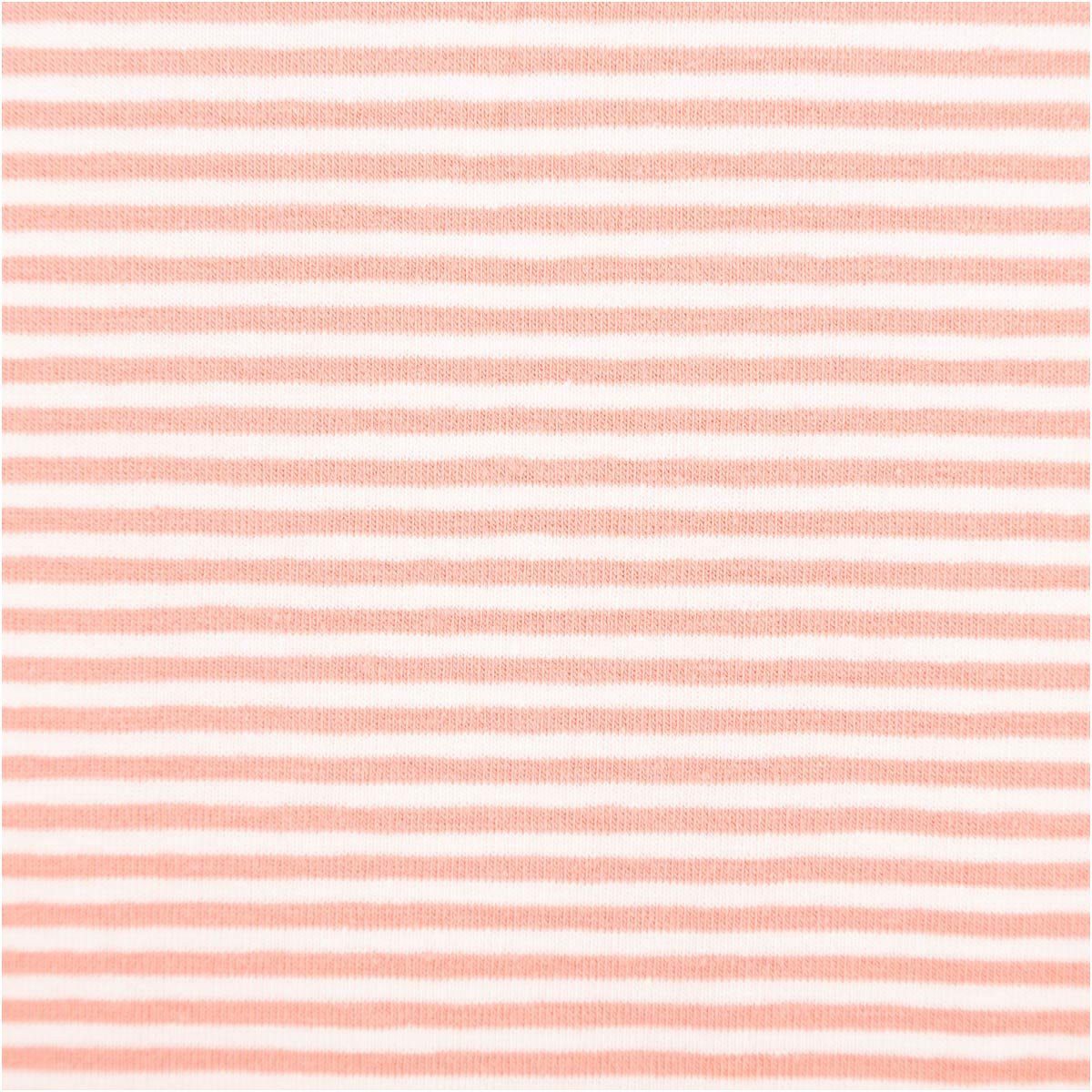 SCHÖNER LEBEN. Stoff Jerseystoff Meterware Baumwolle Yarn Dyed Streifen weiß coral 1,50m, allergikergeeignet