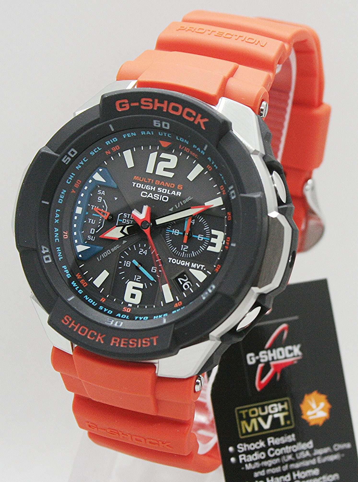 CASIO G-SHOCK Funkuhr Casio Herrenuhr G Shock GW-3000M-4AER Solar / Funk, (1-tlg)