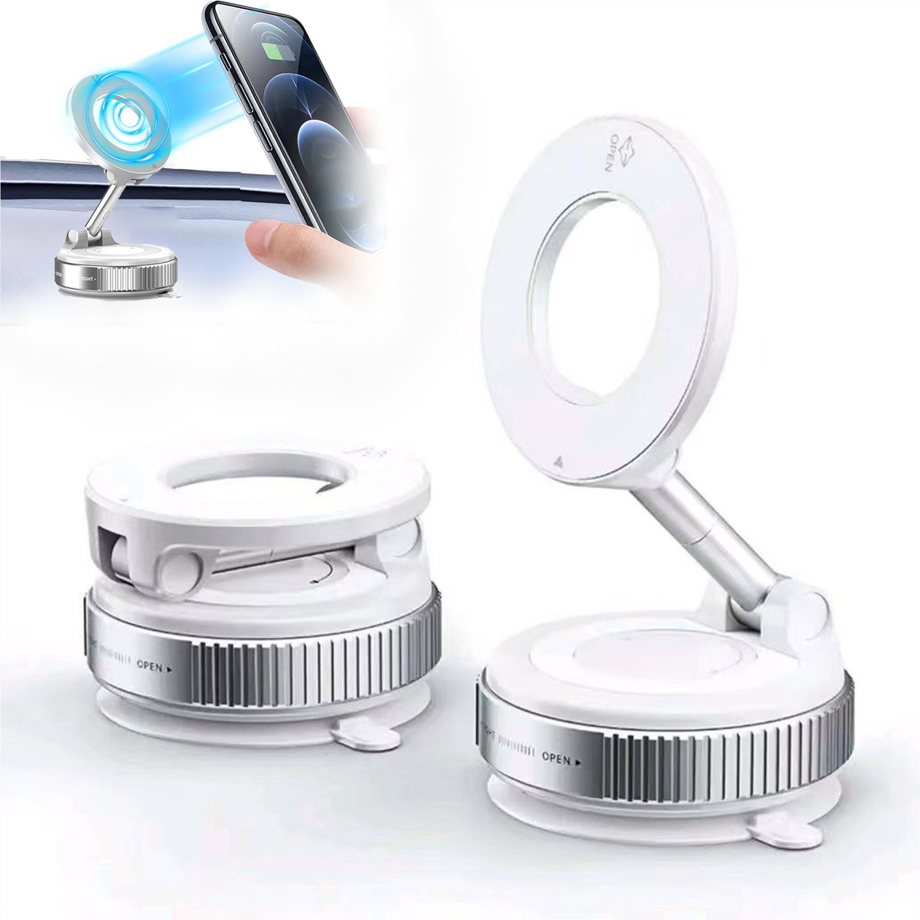 Mutig Handy-Halterung Vakuum Magnetischer Handyhalterung Auto für Magsafe Autohalterung, (bis 7 Zoll, Starke Saugkraft, Magnet für Alle Handys, 360° Drehbar, Faltbarer für Auto Spiegel/Autofenster/Fitnessstudio/Küche/Büro, Für Magsafe Autohalterung,360° Drehbar,Starke Saugkraft,Faltbarer)