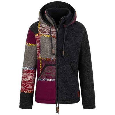 KUNST UND MAGIE Strickjacke Unisex Strickjacke Schurwolle Nordisch Winterjacke Wolljacke Cardigan