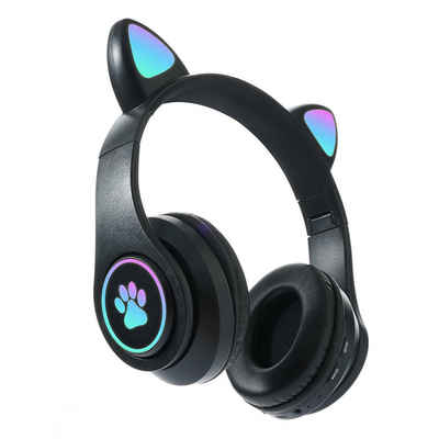 Diida Drahtloses Bluetooth-Headset, wettbewerbsfähiges Gaming-Headset Kinder-Kopfhörer (Bluetooth, Katzenohr-Headset für Mädchen, kompatibel mit Tablet/Computer/Telefon)