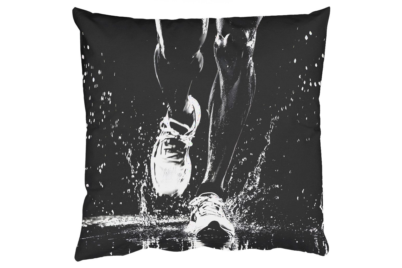 MuchoWow Dekokissen Laufschuhe - Laufen - Drops - Schwarz, Zierkissen, Deko Kissen mit Füllung, Sofakissen, 60x60 cm