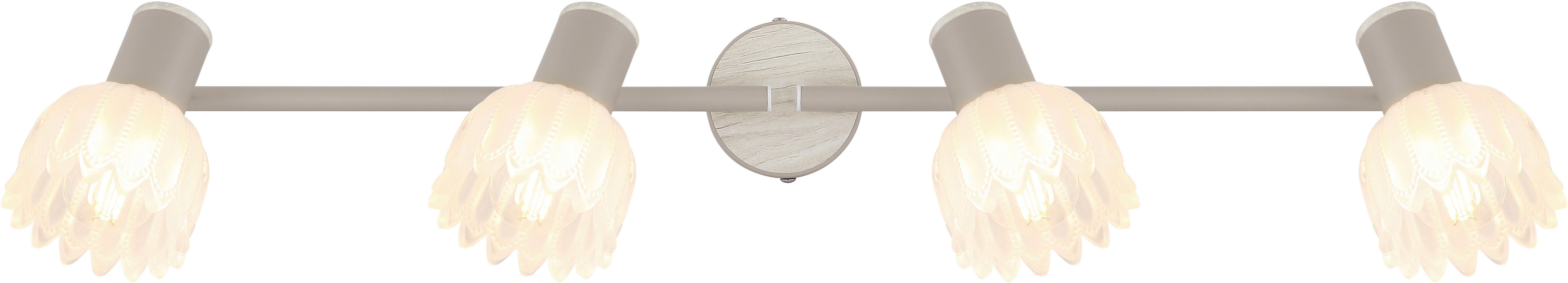 GLOBO LIGHTING Deckenspot PLANTA, Leuchtmittel wechselbar, Sandfarbener Strahler mit Holzoptik und Glas satiniert