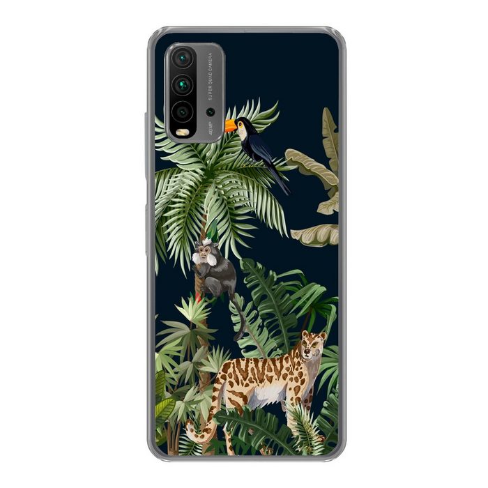 MuchoWow Handyhülle Dschungel - Pflanzen - Tiere - Kinder - Flamingo - Zebra Phone Case Handyhülle Xiaomi Redmi 9T Silikon Schutzhülle