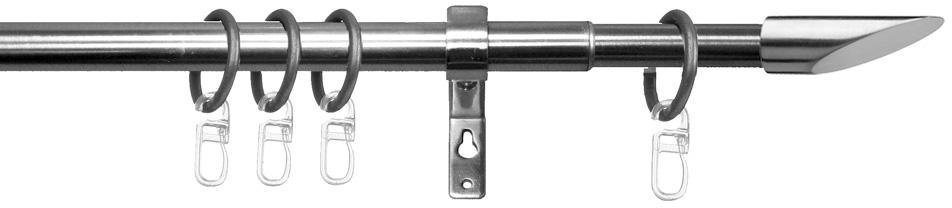 Gardinenstange Evian, indeko, 1-läufig, ausziehbar, verschraubt, Stahl, stufenlos  verstellbare Teleskopstange