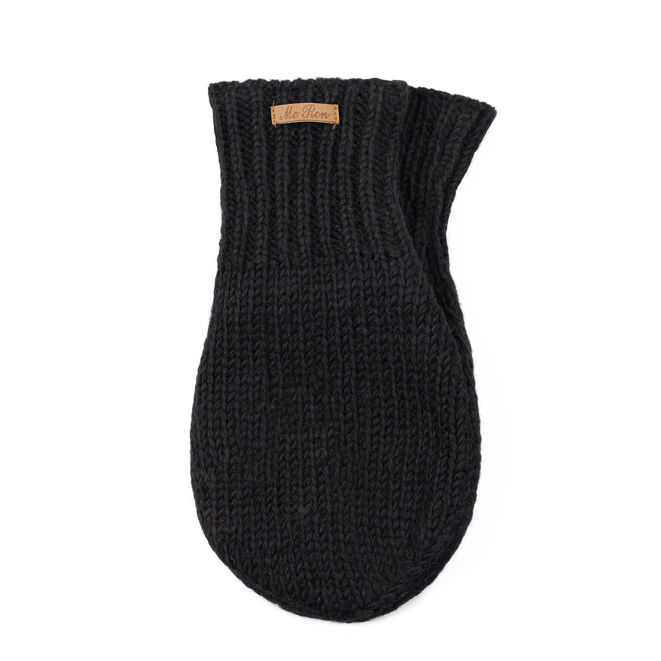 McRon Strickhandschuhe Pärchenhandschuh Modell Valentin Ein Handschuh zum Händchenhalten, komplett mit Fleece gefüttert Schwarz | Strickhandschuhe