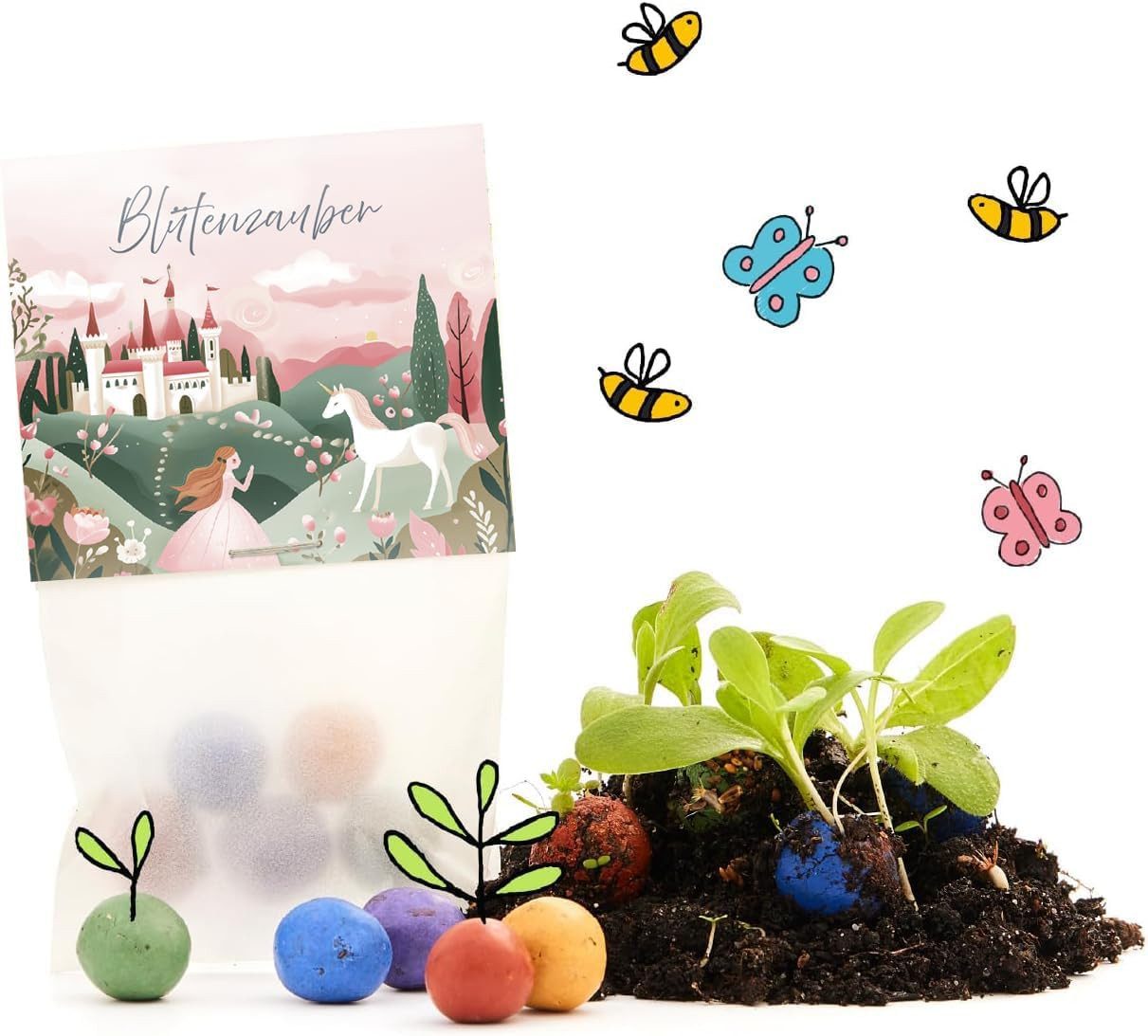 Die Stadtgärtner Lernspielzeug 10 x Blumenmurmeln, Geburtstag-Mitgebsel für verschiedene Anlässe, Nachhaltig