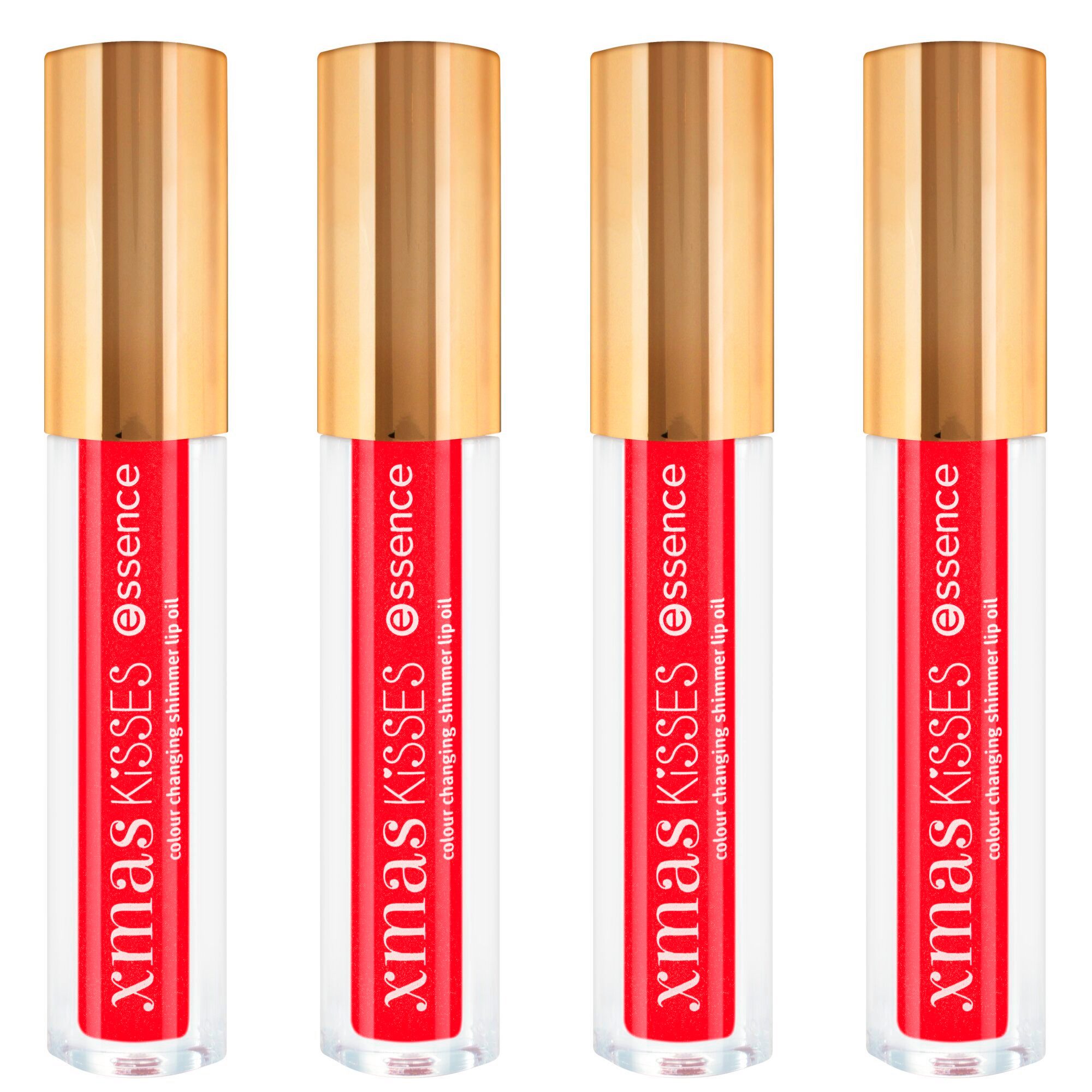 Essence Блеск для губ xmas KiSSES colour changing shimmer lip oil, 4-tlg., mit Vitamin E