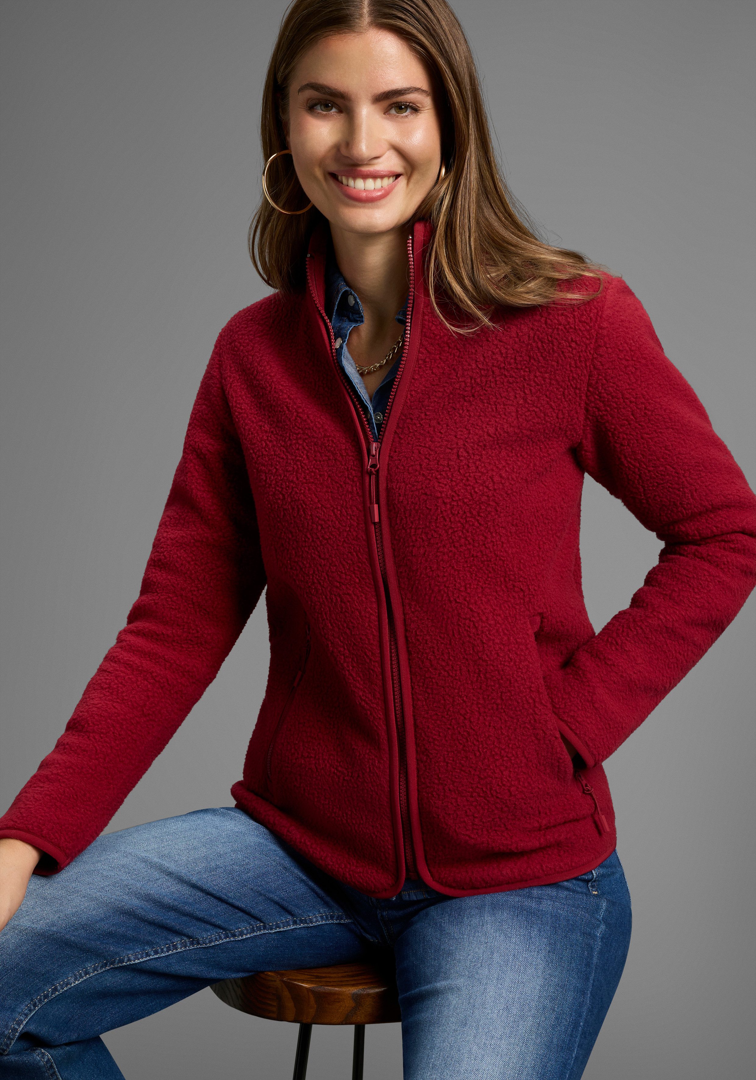 Polarino Fleecejacke aus Teddy-Fleece, Übergangsjacke günstig online kaufen
