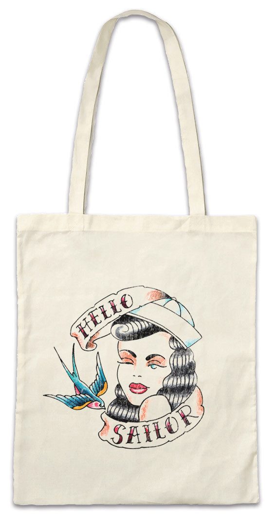 Urban Backwoods Beuteltasche Mermaid III Stofftasche Sailor Segler Seemann Tattoo Meerjungfrau (1-tlg), Schiff Skipper Segelboot Sailboat