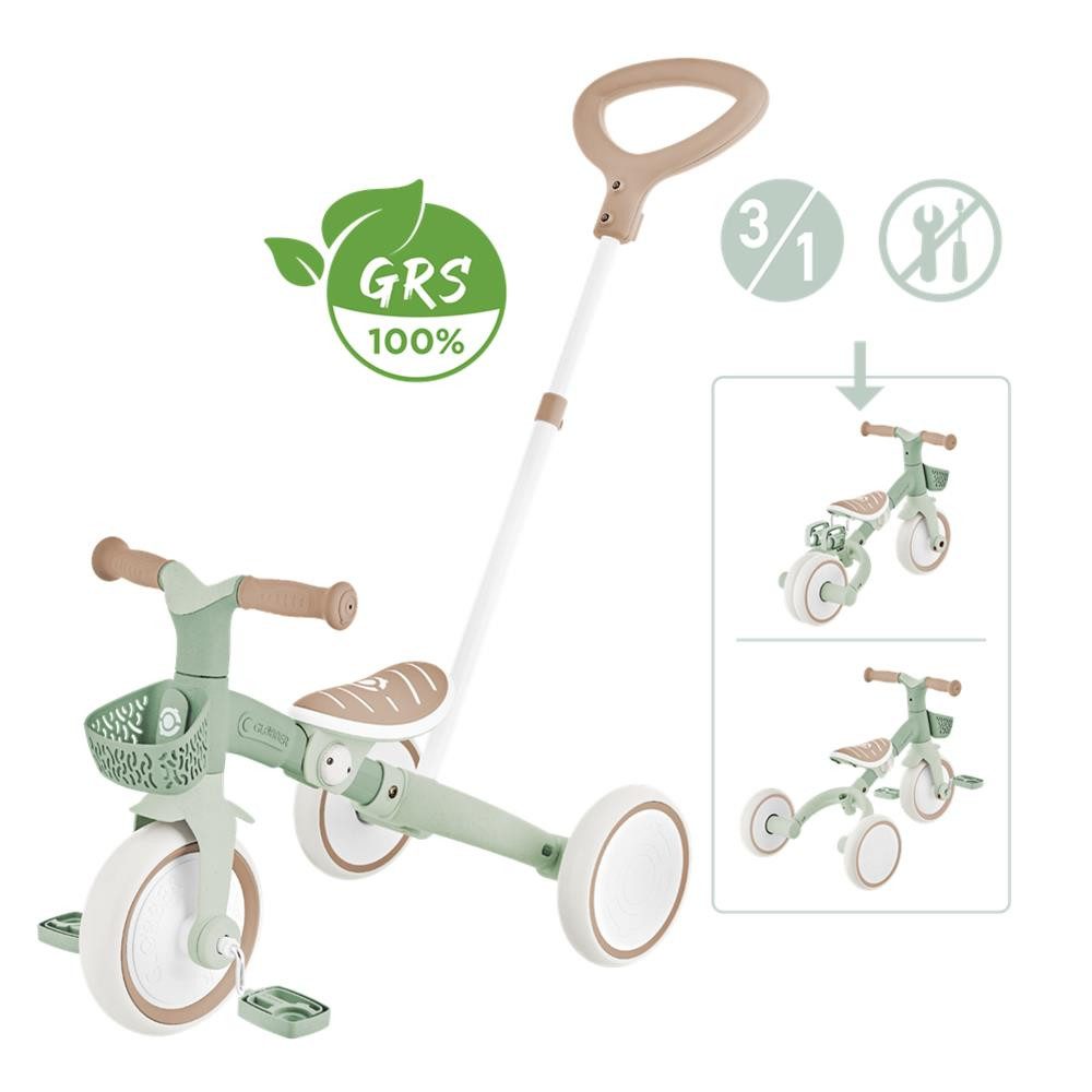 Globber Dreiradscooter LEARNING TRIKE 3in1 PLUS ECO Dreirad Laufrad, Einfacher Umbau, Ergonomische TPR-Sicherheitsgriffe – Bild 2 von 5