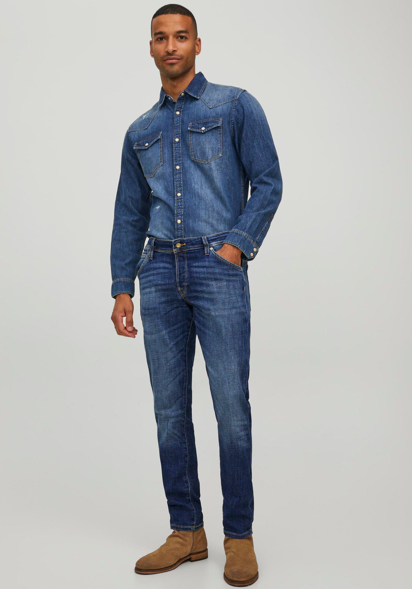 Jack & Jones Slim-fit-Jeans JJIGLENN – Slim-Fit-Jeans mit niedriger Leibhöhe Used, modisch, slim fit, Denim/Jeans