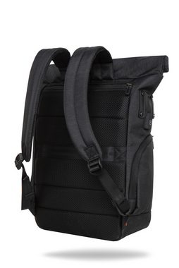r-bag Schulranzen Anti-Diebstahl Rucksack ROLL Schwarz (1 Stück), Diebstahlsicher, USB-Eingang, Kofferhalterung