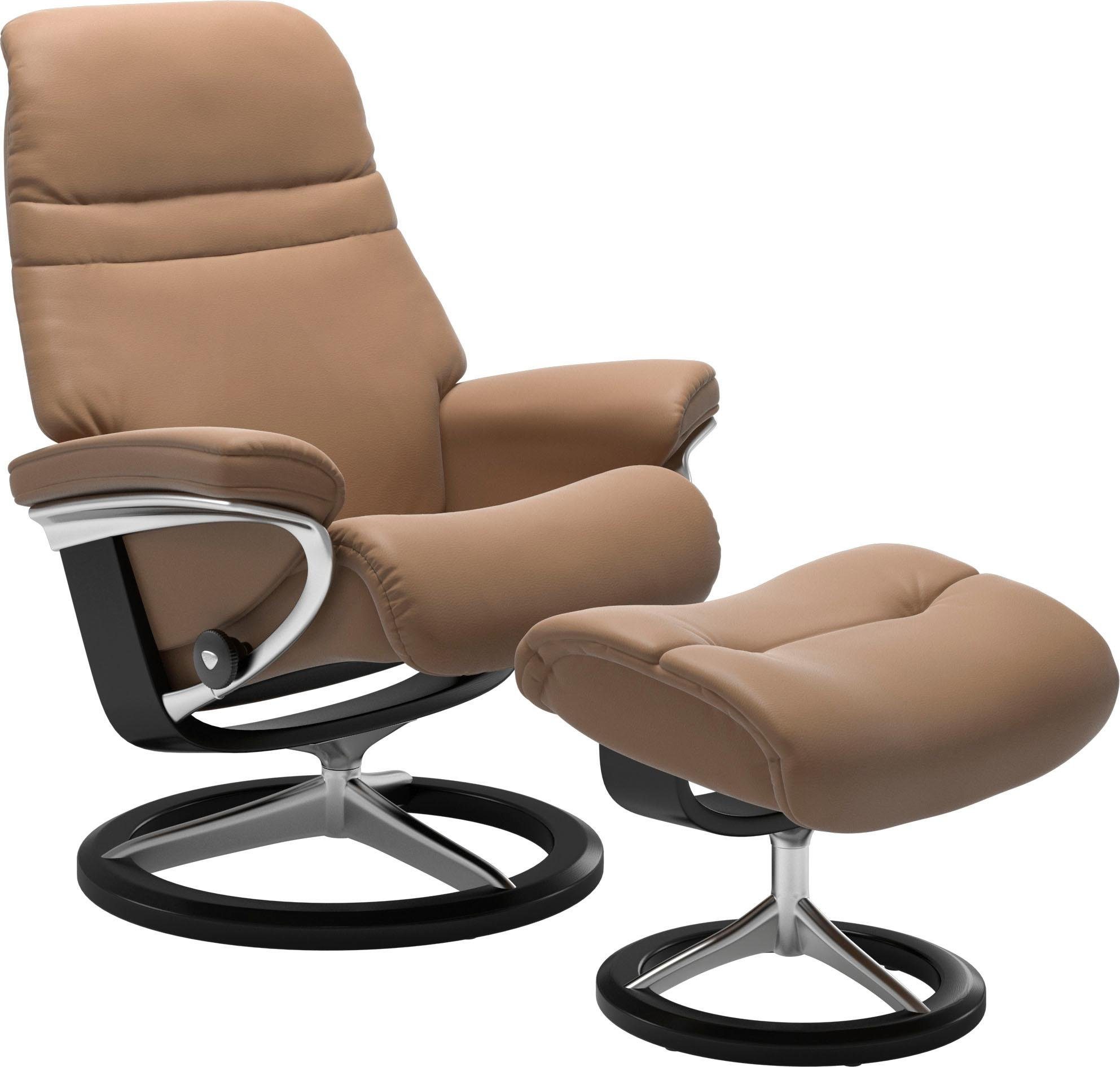 Stressless® Relaxsessel Sunrise (Set, Relaxsessel mit Gestell mit Base, Hocker), S, Signature Größe Schwarz