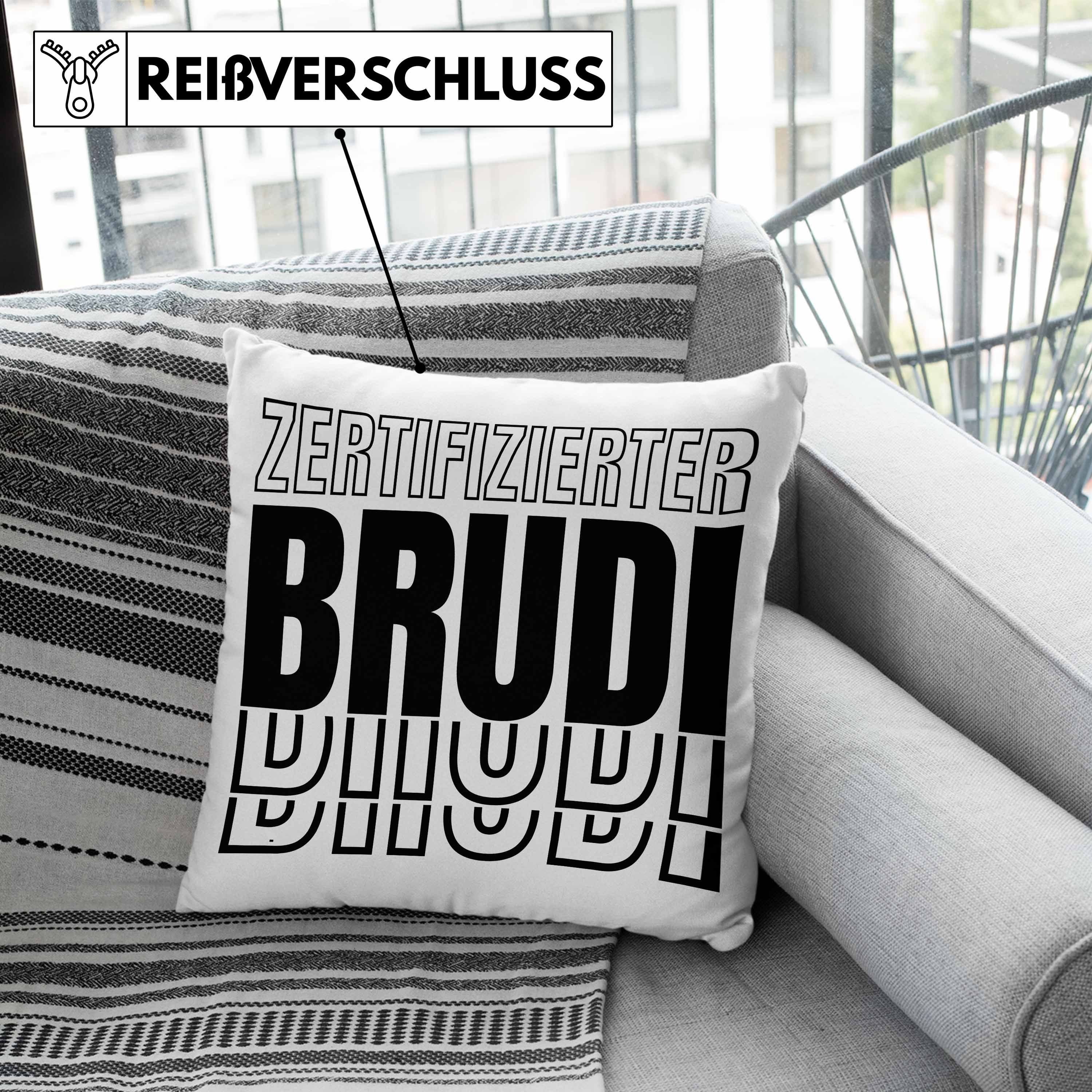 Zertifizierter Trendation - Trendation 40x40 Spruch Bruder Bro Grün Füllung Brudi Freund mit Beste Geschenk Kissen Dekokissen Geschenkidee Dekokissen