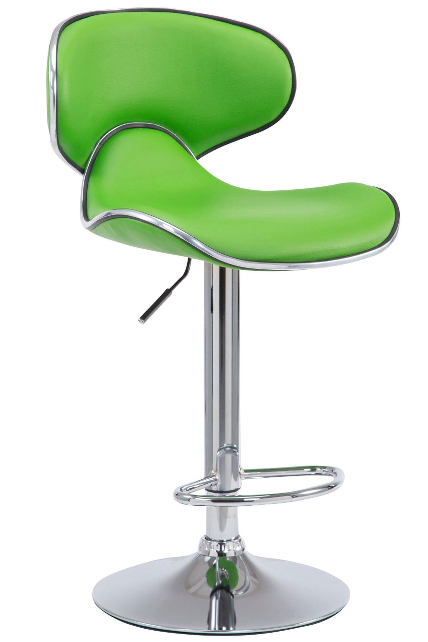 TPFLiving Barhocker Las-Palmas (mit hoher Rückenlehne - höhenverstellbar - Hocker für Theke & Küche), 360° drehbar - Gestell: Metall chrom - Sitzfläche: Kunstleder Grün