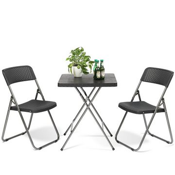 Sekey Balkonset Balkonmöbel Set 2 Personen Platzsparend Balkonset aus Polyrattan, (3-tlg), Gartentisch und 2 Gartenstuhl Klappbar Gartenmöbel für Balkon Terrasse