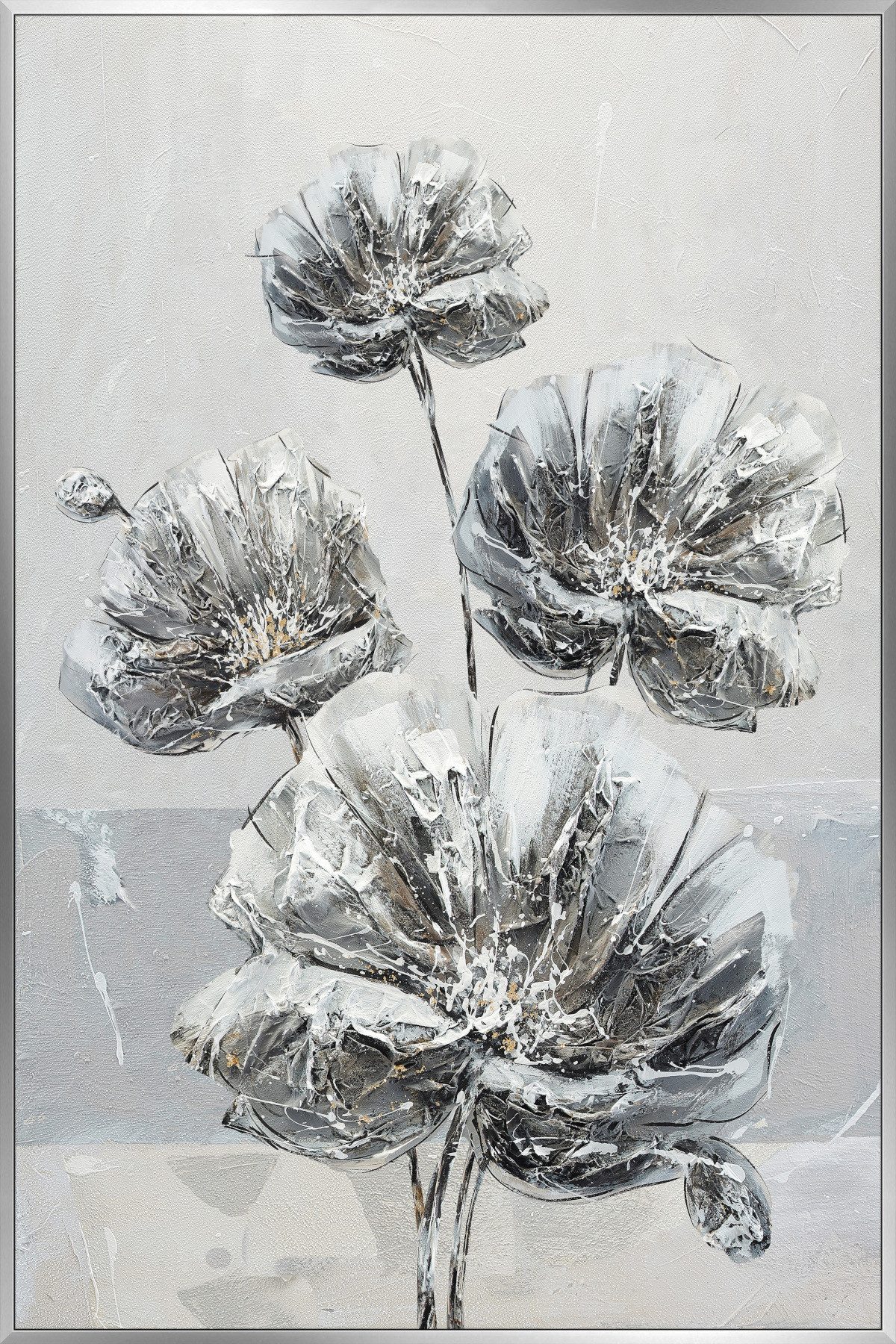 Bönninghoff Ölgemälde handarbeit gerahmt BLUMEN 78x118 cm – Wandbild Deko modern, Blume, Blumen, Blumenbilder (1 St), handgefertigt, jedes Bild ein Unikat, Schattenfugenrahmen