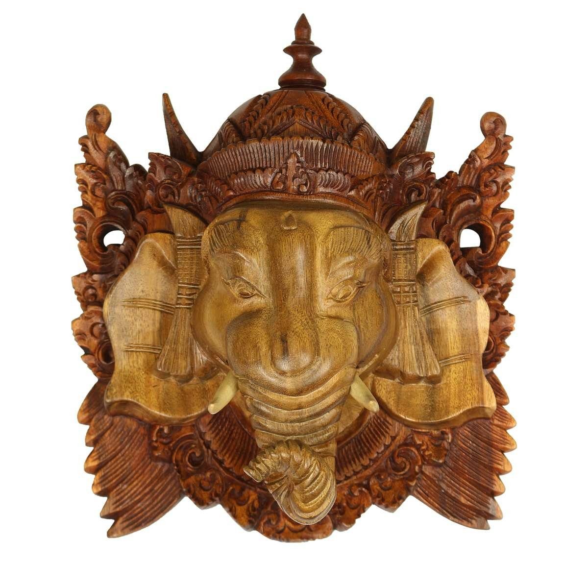 Oriental Galerie Holzbild Ganesha 2 farbig aus Soar Holz 16 cm, Ganesha (1 St), Handarbeit