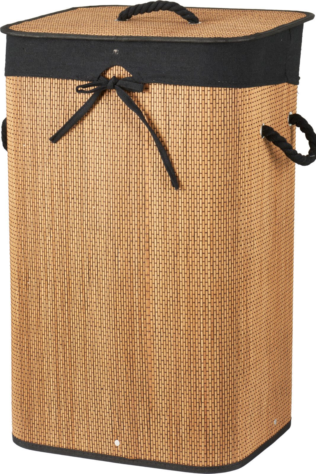 Koopman Wäschekorb Wäschebehälter Wäschesammler Korb Bambus Faltkorb Badezimmer (1 St), Braun / Schwarz, Faltbar, 60x40x30cm, mit Deckel, Dekorativ