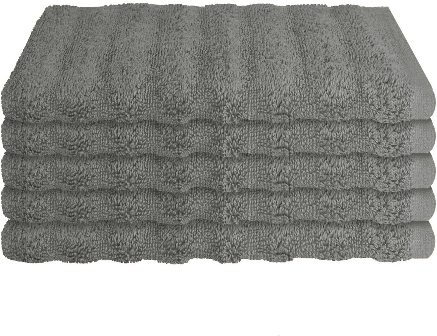 Schiesser Gästehandtücher Neapel aus 100% Baumwolle mit eleganter Hoch-Tief-Optik, Frottier (5-St), OEKO-TEX® MADE IN GREEN
