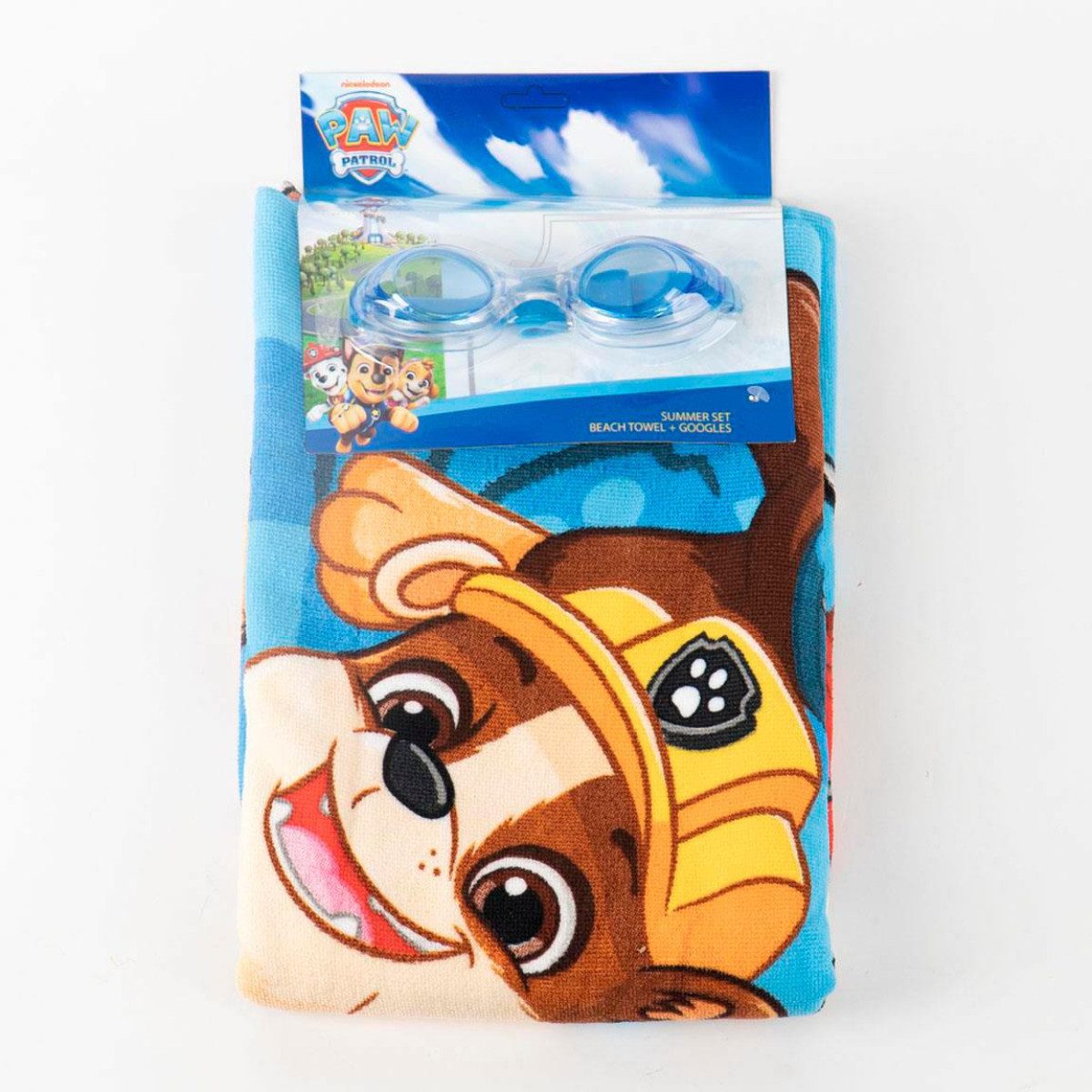 PAW PATROL Strandtuch Kinder Set mit und Schwimmbrille für Schwimmbad und Urlaub