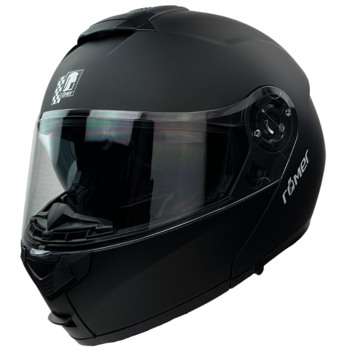 RÖMER HELME Motorradhelm RR20770 - Klapphelm mit innenliegenden Sonnenvisier, matt-schwarz