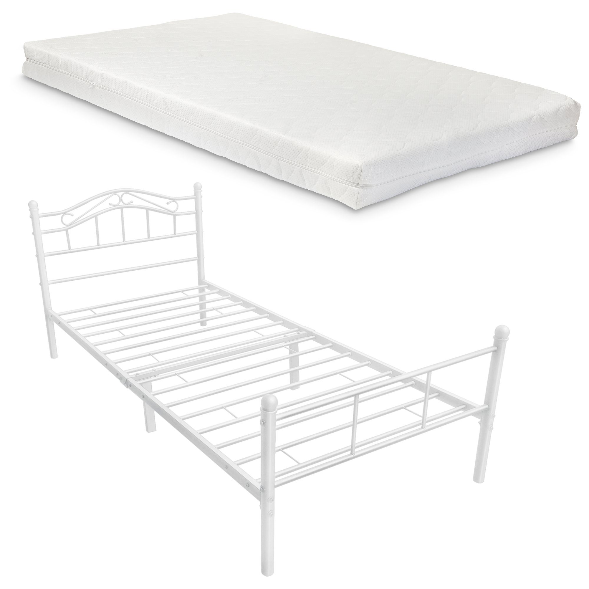 en.casa Metallbett, »Damur« - weiß - günstig online kaufen