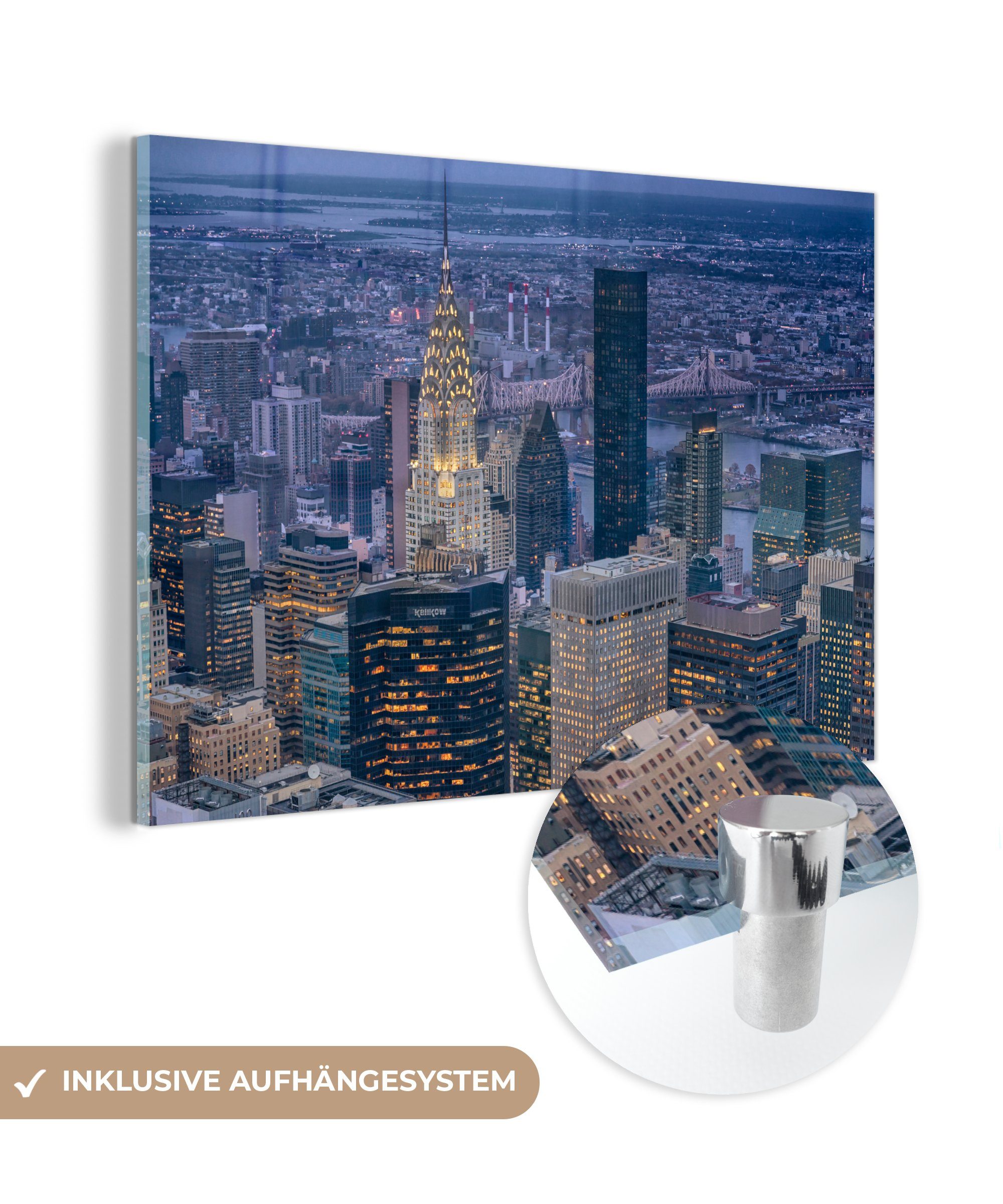 MuchoWow Acrylglasbild Wohnungen in New York, (1 St), Acrylglasbilder Wohnzimmer & Schlafzimmer