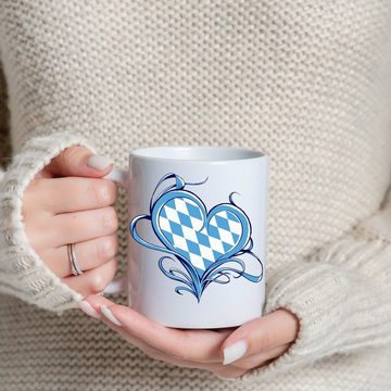 Youth Designz Tasse Bayern Herz Love Kaffeetasse Geschenk, Keramik, mit trendigem Print