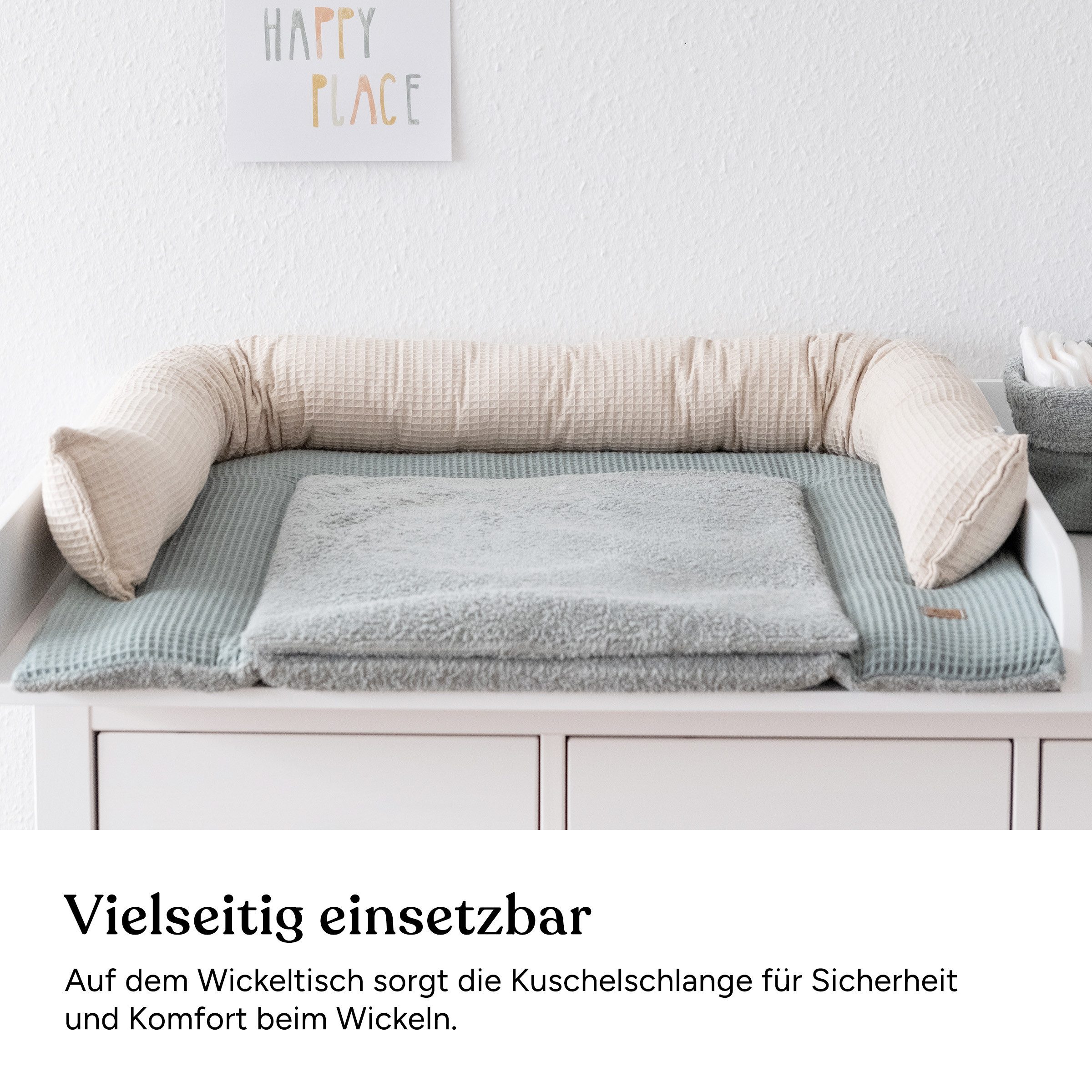 Ehrenkind Nestchenschlange Bettschlange aus 100% Bio-Baumwolle, Schutz und Geborgenheit, (Kuschelschlange, Bettumrandung Babybett), Bettschlange Baby – Bild 5 von 5