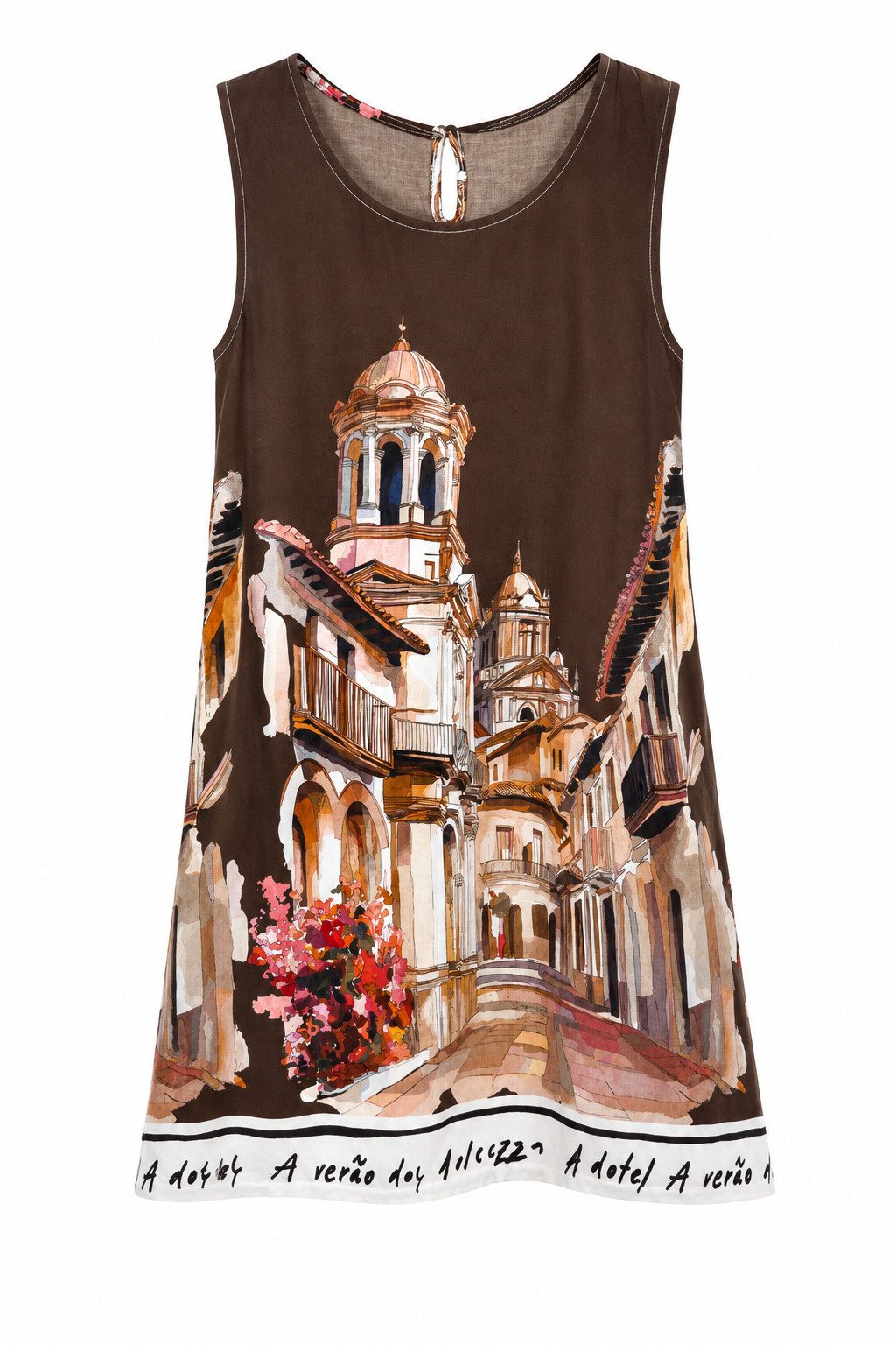 ITALY VIBES Sommerkleid - modisches Viskosekleid ärmellos mit Print Look - Etuikleid für Damen ONE SIZE - passend für Größen S bis L