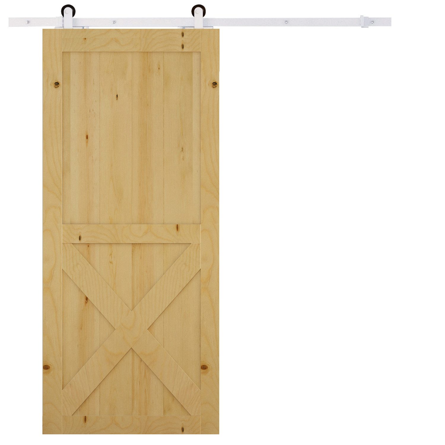 HOMCOM Türbeschlag 183 cm, mit Schienen, Rollen, Schienenstopper, Bodenbloc günstig online kaufen