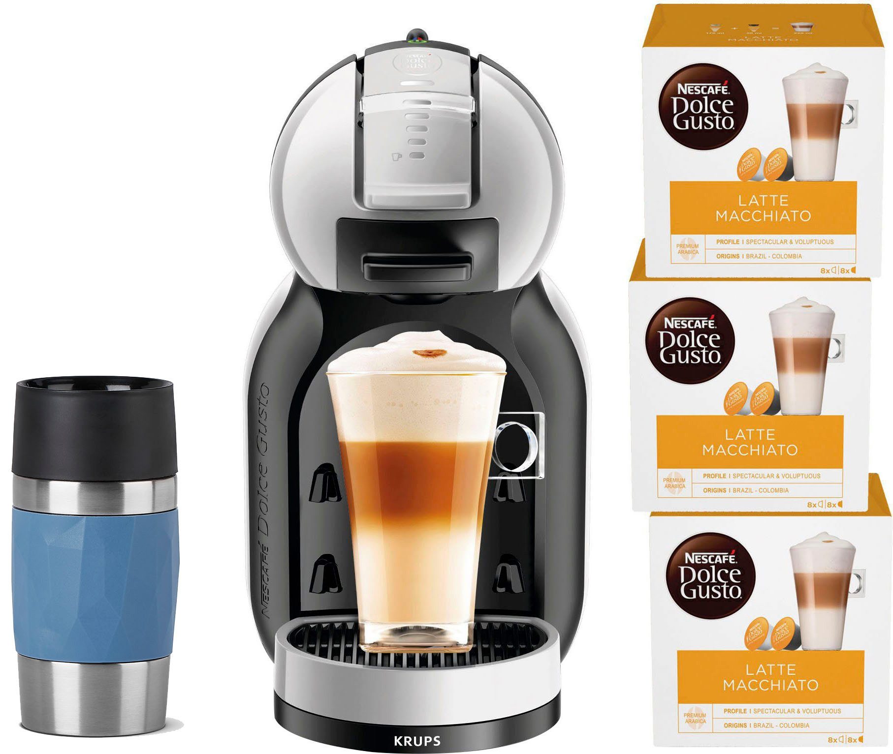 NESCAFÉ® Dolce Gusto® Kapselmaschine KP123B Mini Me, inkl. 1 to go Becher + 3 Pakete Nescafé Dolce Gusto Latte Macchiato