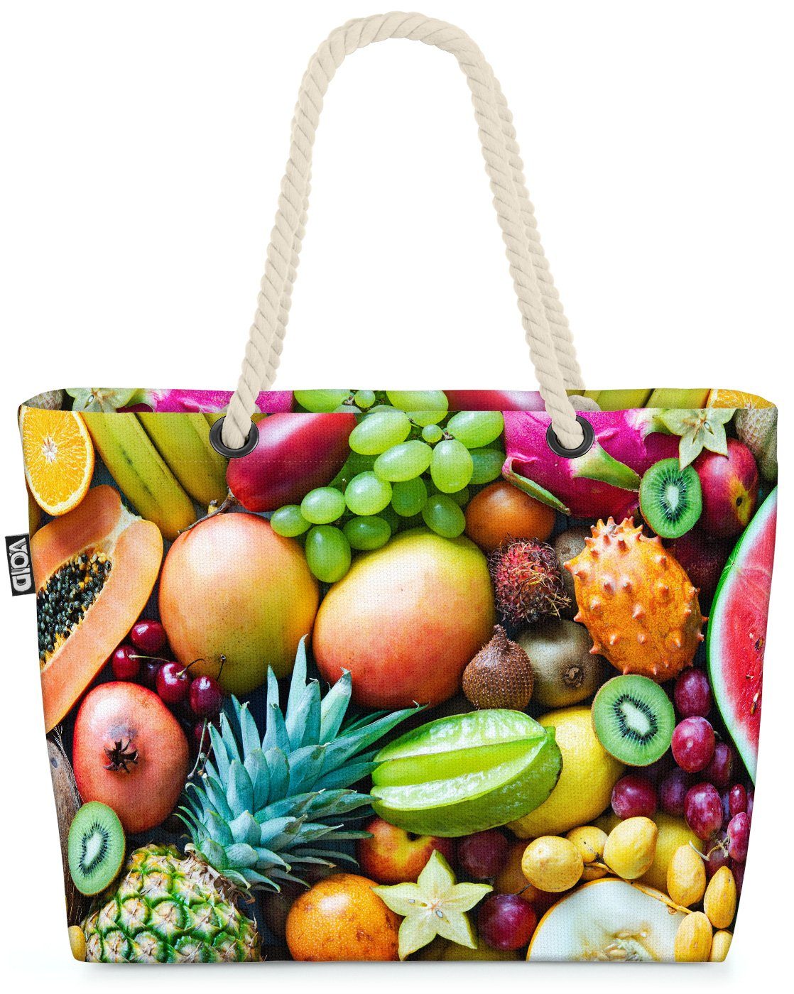 VOID Strandtasche (1-tlg), Obst Sommerfrüchte Obst Tropisch Beach Ananas Bag Kiwi Mango Exotisch Essen