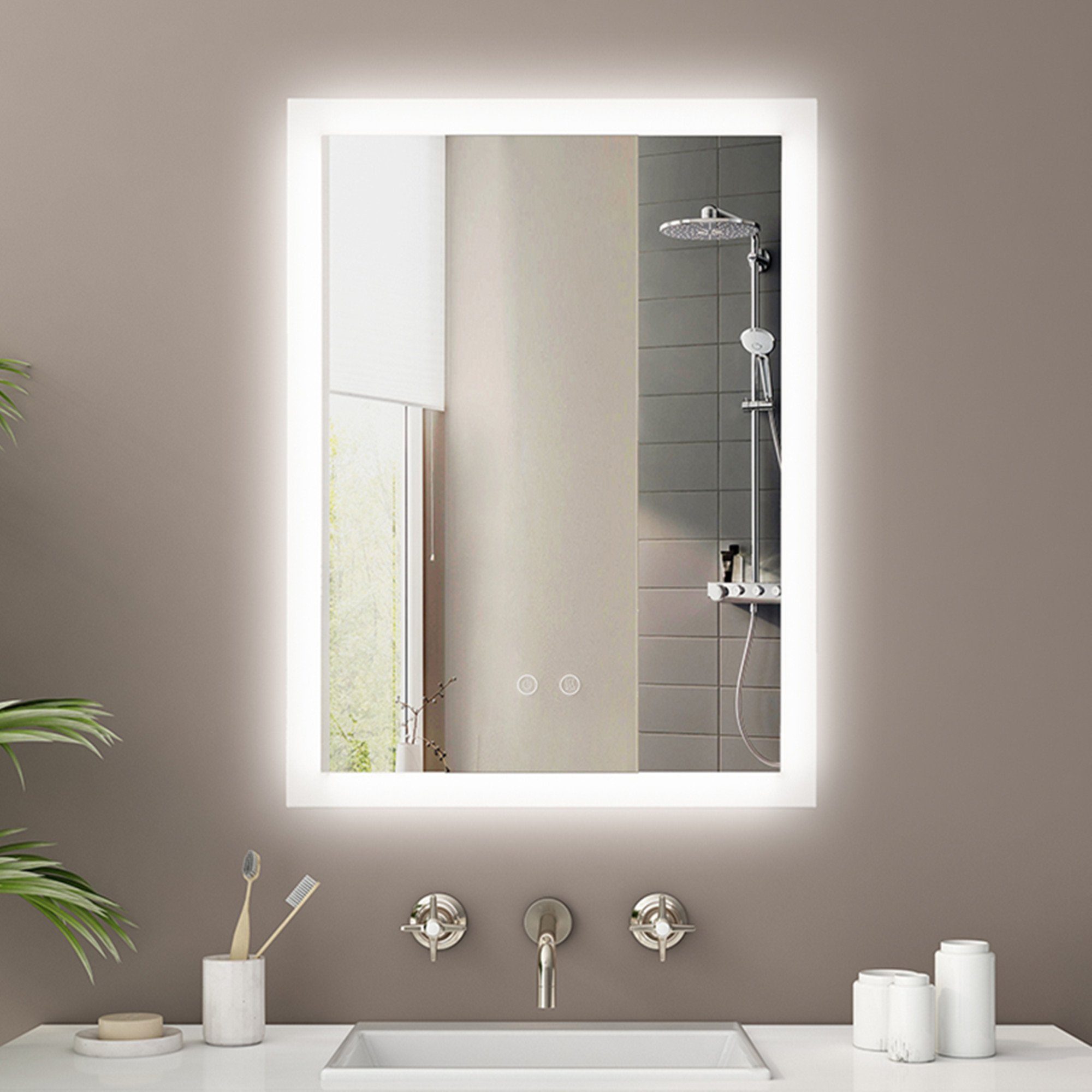 Badezimmerspiegel IP44,Dimmbar IMPTS mit Badspiegel Beleuchtung LED Touchschalter,