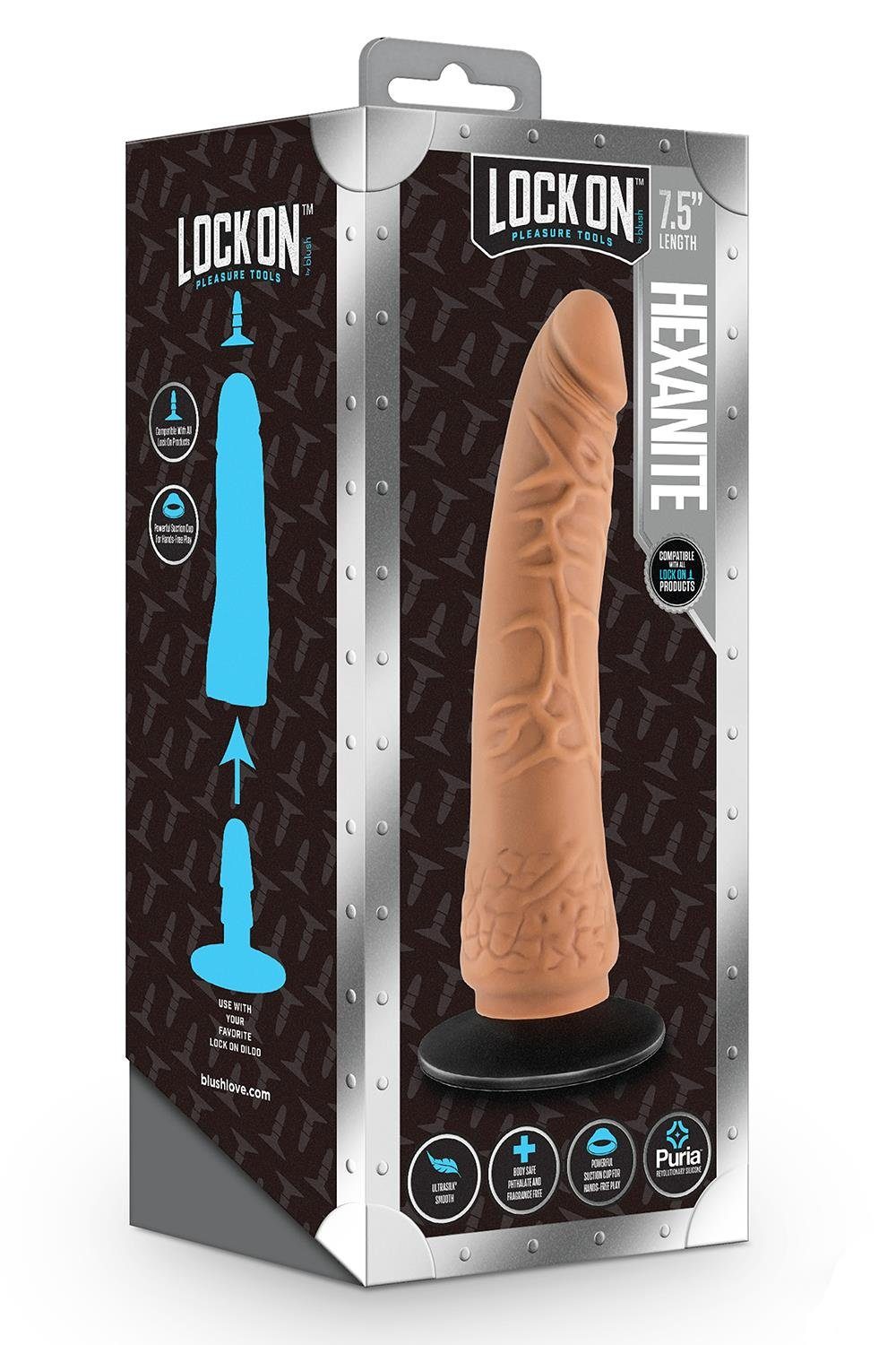 Suction Lock 19cm With Mocha Hexanite Cup Dildo Blush 7.5 On Dildo Adapter Inch