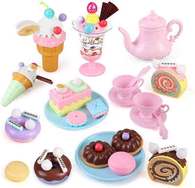 BeebeeRun Lernspielzeug Spielzeug-Set für Essen, Dessert (für Kinder Mädchen ab 3 Jahre), Eis Eiscreme Lebensmittel Spielzeug Küche Zubehör Essen Kinderküche Rollenspiel