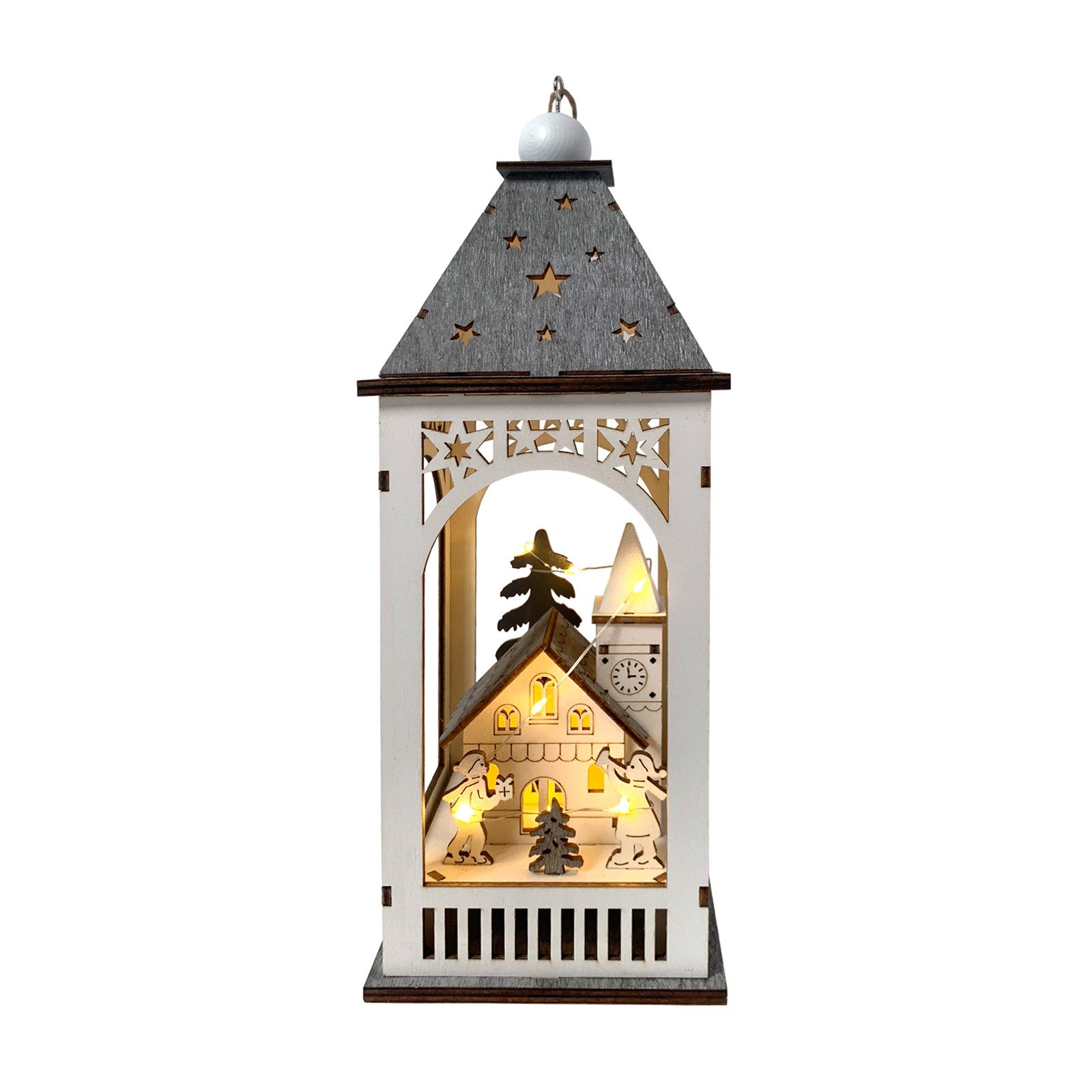 HTI-Living LED Laterne LED Weihnachtslaterne mit Kirche, Ein-/Ausschalter, LED, Warmweiß, Leuchtdeko batteriebetrieben