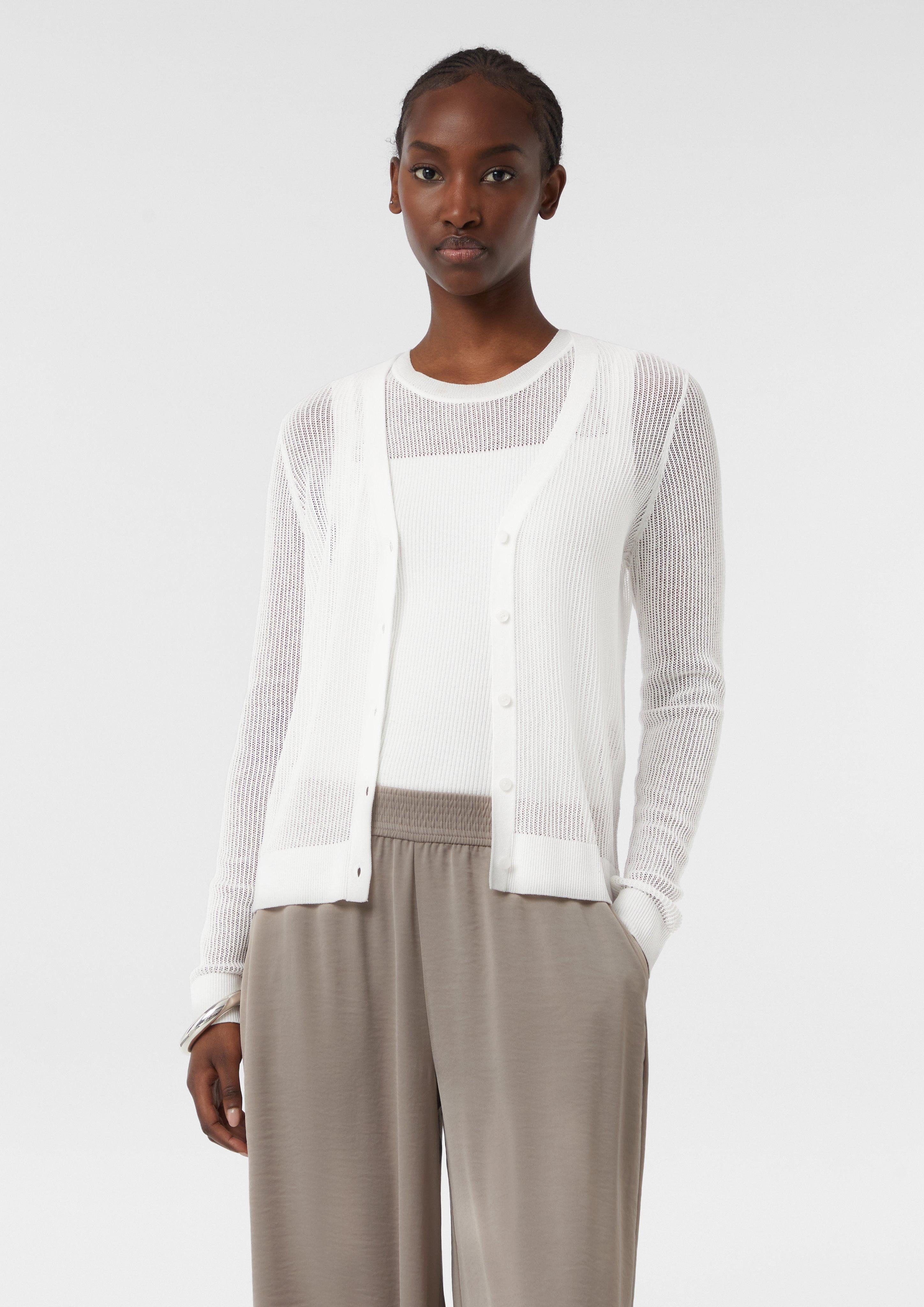 Strickjacke Feinstrick-Cardigan im Slim Fit mit V-Ausschnitt
