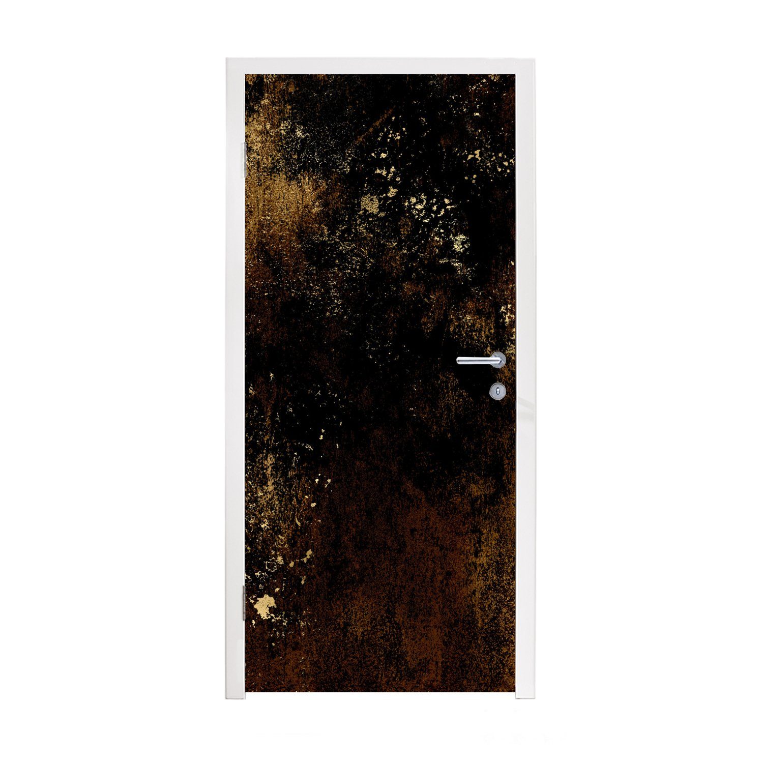 MuchoWow Türtapete Gold - Luxus - Schwarz, Matt, bedruckt, (1 St), Fototapete für Tür, Türaufkleber, 75x205 cm