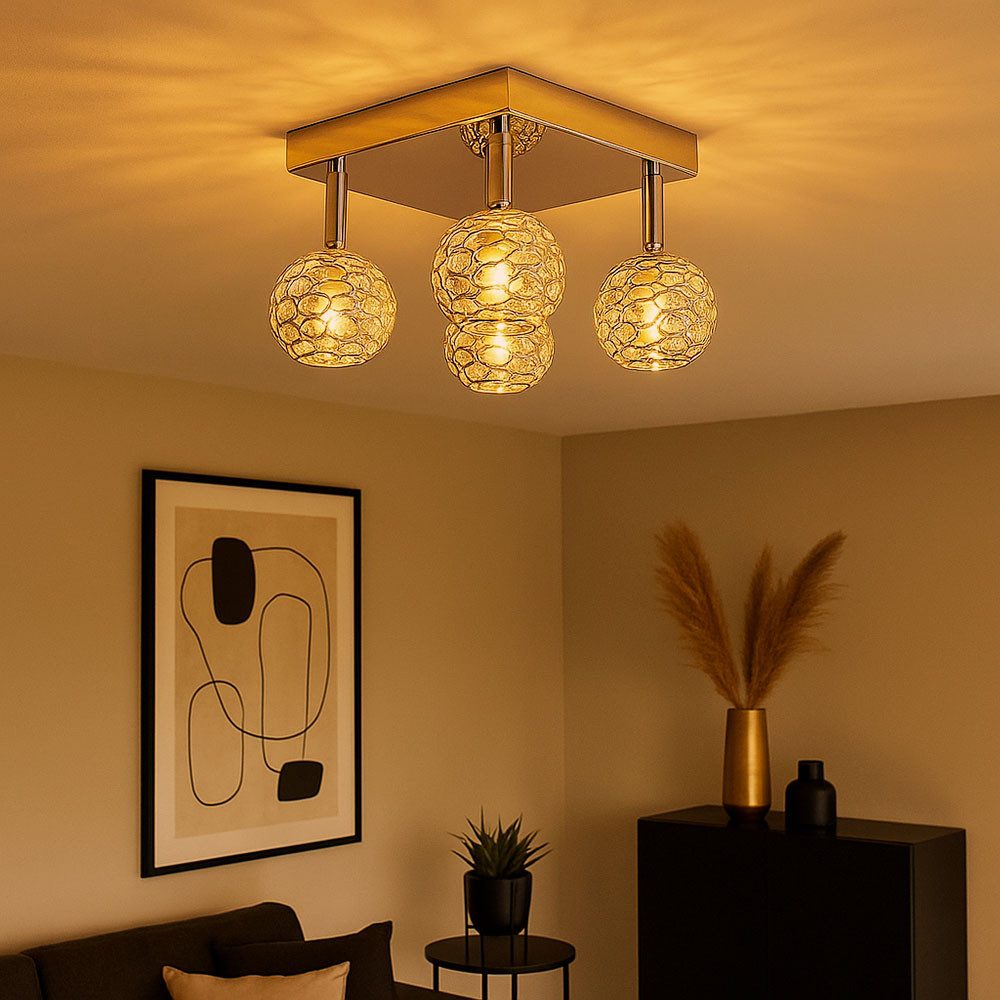 GLOBO LIGHTING Kugelleuchte, Leuchtmittel nicht inklusive, Deckenleuchte Kugeln chrom Wohnzimmerlampe