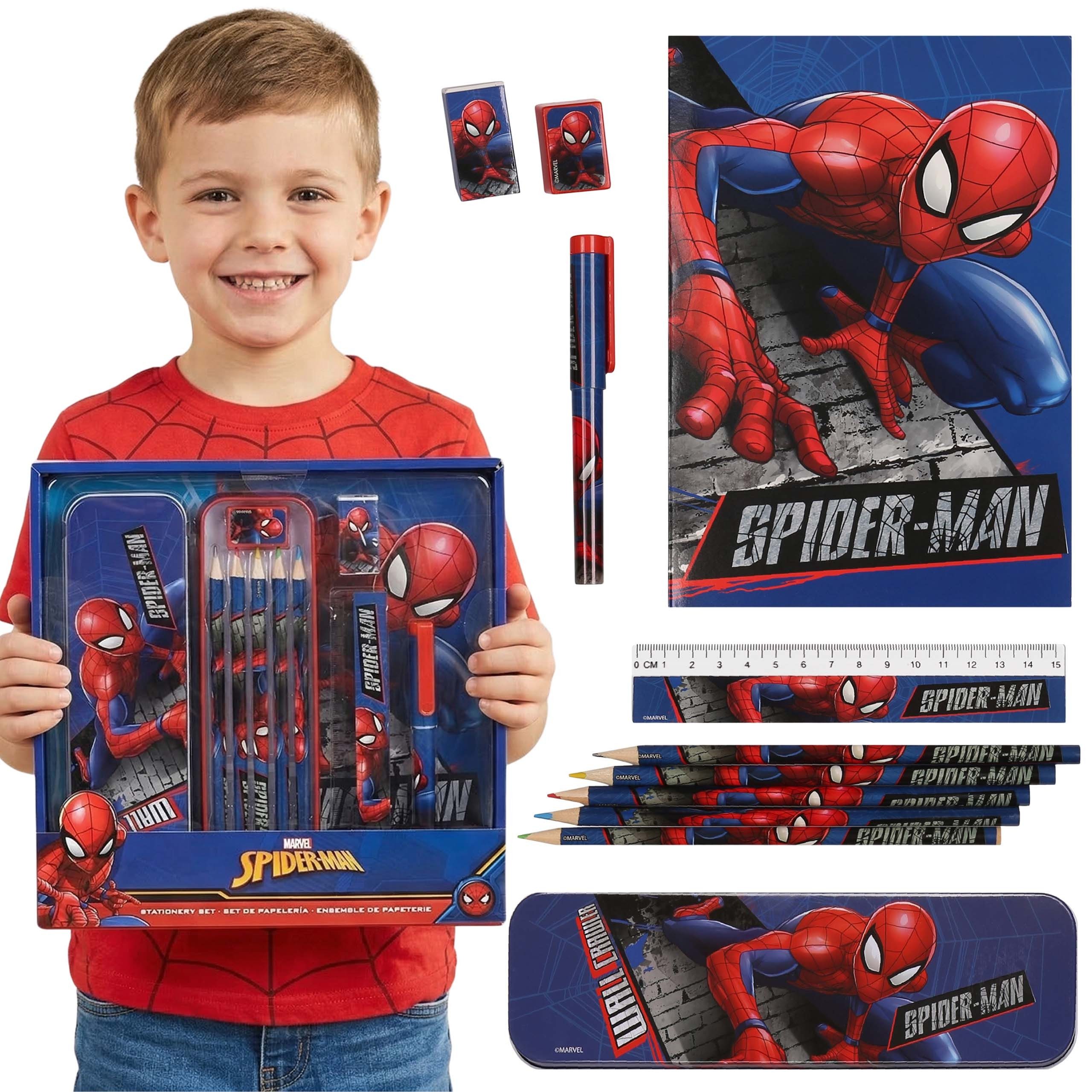 MARVEL Federmäppchen Spider-Man Schulset Jungen, Schulbedarf, 11-teiliges Set