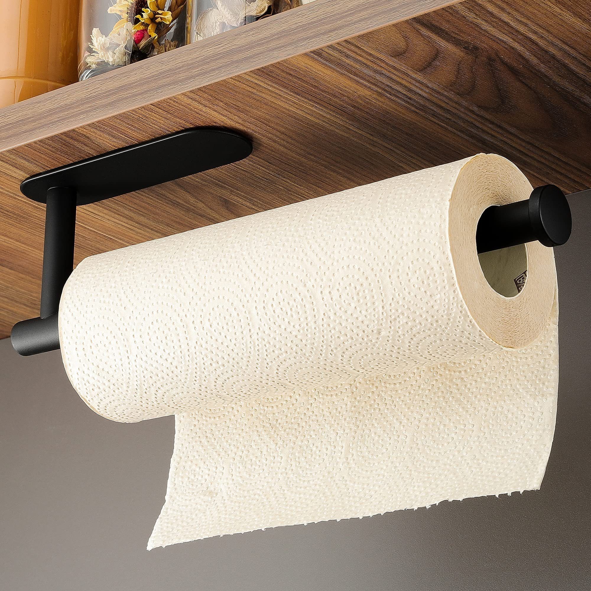 Haiaveng Toilettenpapierhalter Toilettenpapierhalter,kein Bohren erforderlich, selbstklebender, Kein Bohren Schwarz